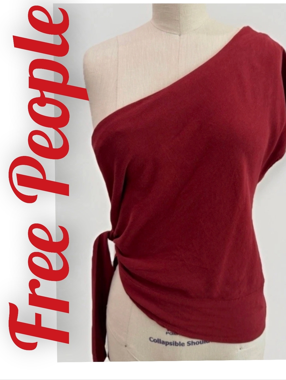 Free People One-Shoulder Asymmetric Tank in Burgundy Red Retail $148.00